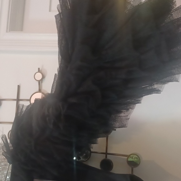 AKIRA Black "AWARD WINNER" Bardot Layers Mesh Ruffles Bodysuit M. - Picture 4 of 8